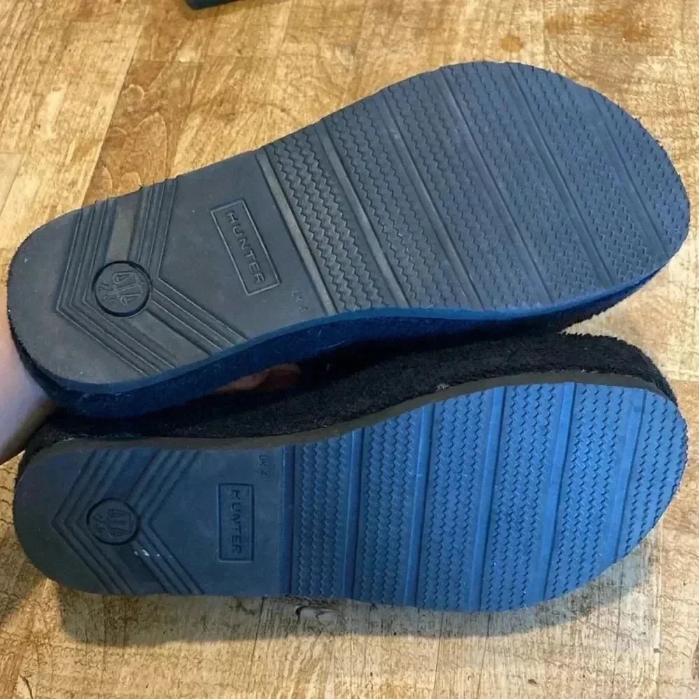 Hunter Black Fuzzy Slides